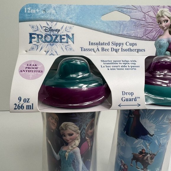 Disney Frozen Insulated Sippy Cups 9oz BPA Free Leak Proof Drop Guard Set Of 2 - Picture 8 of 12